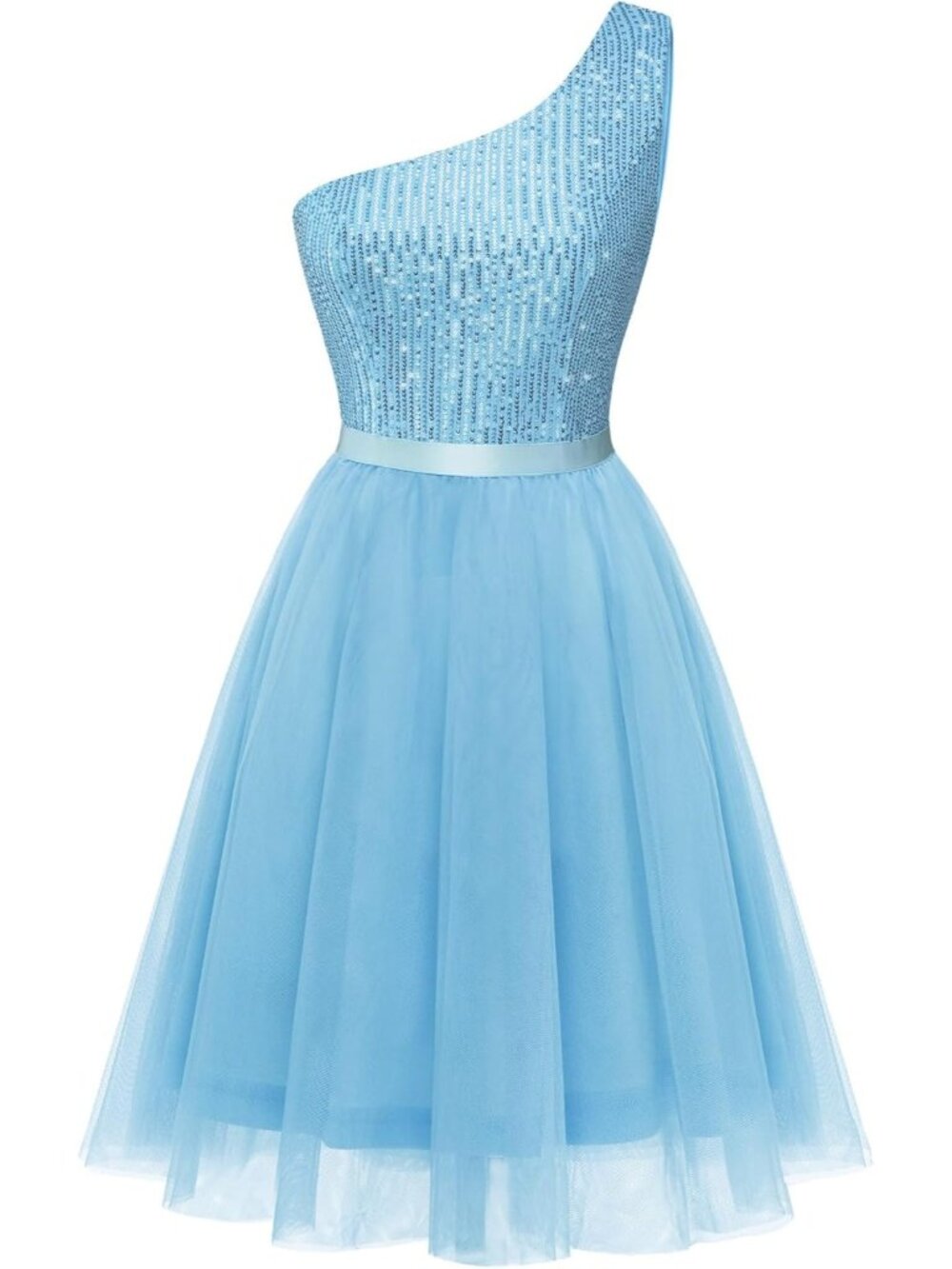 Women's Blue One Shoulder A-line Silhouette Cocktail Bodycon Maxi Dress